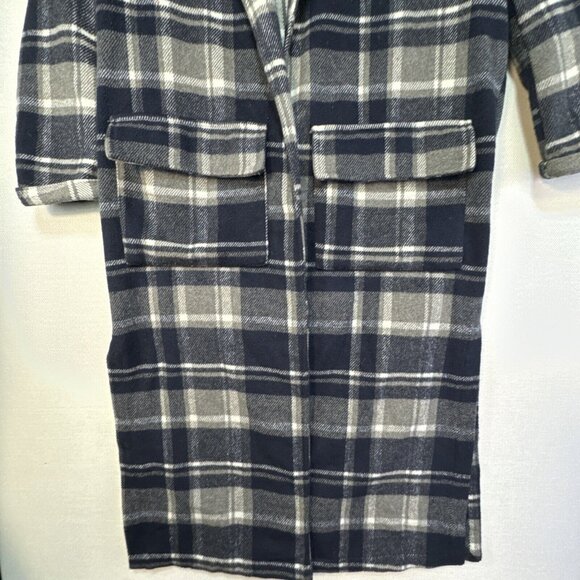 Buffalo David Bitton Womens Plaidical Long Coat L/G Blue Gray Fleece - Picture 7 of 16